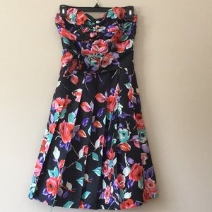 Express floral strapless dress